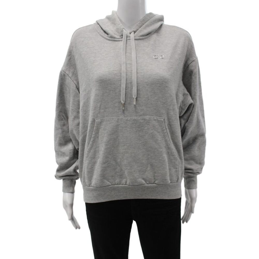 Alo Womens Pullover Hoodie Gray Cotton Crew Neck Drawstring Size S